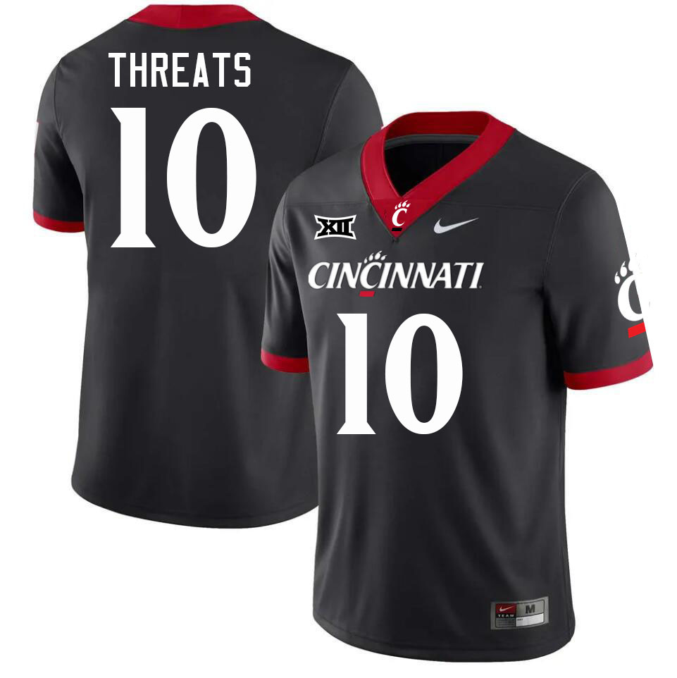 Cincinnati Bearcats #10 Bryon Threats Big 12 Conference College Football Jerseys Stitched Sale-Black